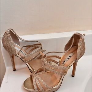 Nina Glittering Gold Strappy Heels